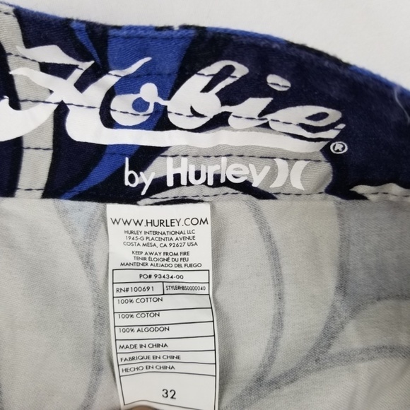 HOBIE BY HURLEY-  Men’s Size 32 Hybrid COTTON WALK/BOARD SHORTS- Floral Blue - Picture 5 of 14